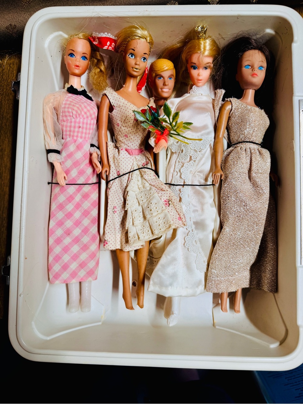 Vintage Barbie Travel Trunk with Barbie Dolls & Ken Head